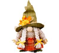 Vibsky Decoración de gnomo de pie de otoño con sombrero encantado para Acción de Gracias, hecho a mano, de poliéster, para estante de mesa, color naranja, 28 x 16 cm