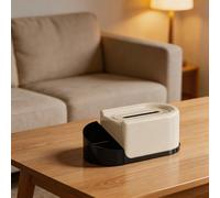 Vibsky Elegante caja dispensadora de pañuelos de color crema, organizador de almacenamiento moderno de polipropileno para sala de estar y baño, servilletero compacto de escritorio