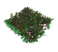 Vibsky Enrejado extensible de madera para jardín con flores artificiales, panel de valla de privacidad flexible para patio, escalera, decoración de orquídea blanca