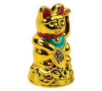 Vibsky Figura de plástico de Maneki Neko Fortune para gato de 65 pulgadas, figura dorada de pata ondulante Feng Shui para decoración de escritorio de oficina
