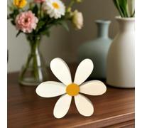 Vibsky Juego de adornos de madera con margaritas 3D, decoración rústica para el hogar, decoración del hogar, flores amarillas, para colgar en la pared, sala de estar, dormitorio, estante de 9 cm o 14