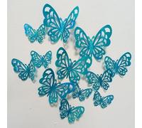 Vibsky Paquete de 12 pegatinas de pared de mariposa 3D para decoración del hogar, boda, habitación, azul y rojo, 6-11 cm