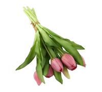 Vibsky Ramo de tulipanes artificiales realistas, 7 cabezas de flores de seda sintética, día de San Valentín, día de la madre y vacaciones, color naranja