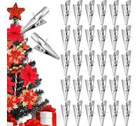 VICASKY 50 Piezas Pinzas Metálicas para Adornos de Navidad Clips Compactos y Duraderos para Decorar Árboles Multifuncionales para Manualidades y Decoración Festiva