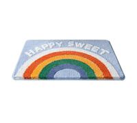 VICASKY Alfombra de Baño Absorbente de Agua Arcoíris Peluda Antideslizante | Tpr y Poliéster, Secado Rápido, para Lado de Bañera, Puerta, Suelos de Madera y Baldosas