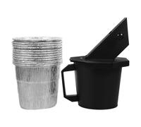 VICASKY Cubo de Grasa con Tapa y Revestimiento de Aluminio desechable, Cubo | Recipiente para grasa de cocina con tapa, estructura cerrada que evita salpicaduras de grasa, drenaje sin derrames, gran