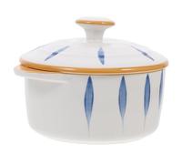 VICASKY Cuenco de Cerámica Blanco Doble Asa, Tazón Apilable Rebabas para Desayuno y Ensaladas Hogar, Diseño Simple y Elegante