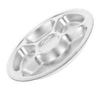 VICASKY Plato de Comida de Acero Inoxidable Cinco Compartimentos | Plata, Bordes Lisos y Superficie Suave, Separa Salsas y Frutas para Picnic, Oficina y Comedor