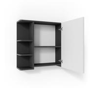 Vicco Armario con Espejo para baño Fynn, Antracita, 79.6 x 64 cm | 1 Puerta · 8 compartimentos · Almacenamiento abierto & cerrado · Cosméticos y cuidado · Sobre el lavabo
