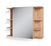 Vicco Armario con Espejo para baño Fynn, Roble, 79.6 x 64 cm | 1 Puerta · 8 compartimentos · Almacenamiento abierto & cerrado · Cosméticos y cuidado · Sobre el lavabo