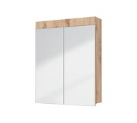 Vicco Armario con Espejo para baño Luna, Roble Wotan, 60 x 77 cm | 2 Puertas · 3 compartimentos · Gran superficie de espejo · Cosméticos y cuidado · Sobre el lavabo
