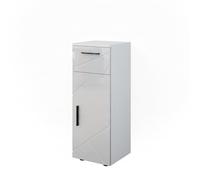 Vicco Armario de baño Mediano Irma, Blanco Alto Brillo, 30 x 81 cm | 1 Cajón · 1 Puerta · Almacenamiento cerrado · Forma que ahorra espacio · Para productos de cuidado y artículos de baño
