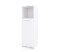 Vicco Armario de baño Mediano Kiko, Blanco, 30 x 95 cm | 1 Puerta · 3 compartimentos · Almacenamiento abierto & cerrado · Toallas y accesorios · Diseño estrecho