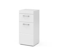 Vicco Armario de baño Mediano Luna, Blanco, 37 x 79 cm | 1 Cajón · 1 Puerta · Almacenamiento cerrado · Forma que ahorra espacio · Para productos de cuidado y artículos de baño