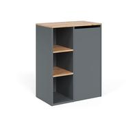 Vicco Armario de baño Viktor, Antracita/Roble Dorado, 68 x 88.2 cm | con estantes abiertos, con cesta de ropa integrada para un almacenamiento discreto