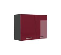 Vicco Armario de Cocina con Vidrio R-Line, Rojo de Alto Brillo/Antracita 80 cm