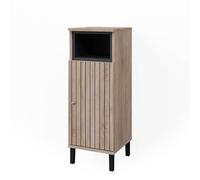 Vicco Armario Mediano Aquis, Sonoma, 30 x 81.8 cm | 1 Puerta · 3 compartimentos · Almacenamiento abierto & cerrado · Toallas y accesorios · Diseño estrecho