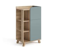 Vicco Armario Mediano Karen, Sonoma/Azul, 50 x 90 cm | con puerta y cajón, apto para guardar artículos de baño y toallas