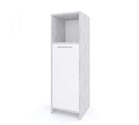 Vicco Armario Mediano Kiko, Hormigón, 30 x 95 cm | 1 Puerta · 3 compartimentos · Almacenamiento abierto & cerrado · Toallas y accesorios · Diseño estrecho