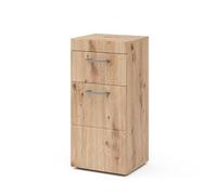 Vicco Armario Mediano Luna, Roble Wotan, 37 x 79 cm | 1 Cajón · 1 Puerta · Almacenamiento cerrado · Forma que ahorra espacio · Para productos de cuidado y artículos de baño
