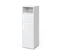 Vicco Armario Mediano Majest, Blanco Alto Brillo, 30.2 x 96.3 cm | 1 Cajón · 1 Puerta · Almacenamiento abierto & cerrado · Forma que ahorra espacio
