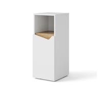 Vicco Armario Mediano Marelle, Blanco/Artesano, 30 x 74.5 cm | 1 Puerta · 3 compartimentos · Almacenamiento abierto & cerrado · Toallas y accesorios · Diseño estrecho