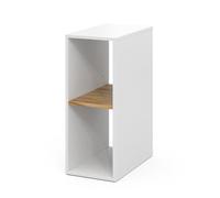 Vicco Armario para PC Tomy, Roble Blanco/Dorado, 28.5 x 50 cm | con 2 compartimentos abiertos, con ruedas y superficie para accesorios de ordenador