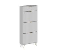 Vicco Armario para Zapatos Helge, Blanco, 60 x 145 cm | 3 compartimentos, independiente para un almacenamiento que ahorra espacio en el pasillo