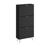 Vicco Armario para Zapatos Helge, Negro, 60 x 128.5 cm | 3 compartimentos, para el almacenamiento y la organización de zapatos en la entrada