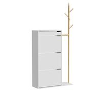 Vicco Armario para Zapatos Ivo, Blanco, 90 x 181.5 cm | con 3 compartimentos, 1 cajón, para guardar zapatos y accesorios en el pasillo