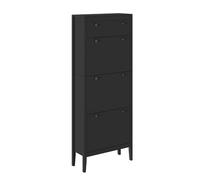 Vicco Armario Zapatero Aron, Negro, 60 x 153 cm | 3 compartimentos, para guardar zapatos y combinable con otros módulos