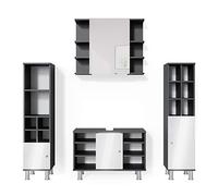 Vicco Conjunto de Muebles de baño Fynn, Antracita 80 cm | 4 piezas · Mueble de lavabo · Armario espejo · Armario alto · Armario medio