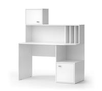 Vicco Escritorio Alwin, Blanco, 115 x 55 cm | con 2 puertas, apto para uso como estación de trabajo con superficies de almacenamiento