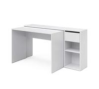 Vicco Escritorio Ben, Blanco, 145 x 46.4 cm | con superficie de trabajo y estantes abiertos para organización
