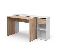 Vicco Escritorio Ben, Blanco/Sonoma, 145 x 46.4 cm | con superficie de trabajo y estantes abiertos para organización