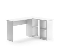 Vicco Escritorio de Esquina Carlo, Blanco, 136 x 112 cm | con estantes abiertos para un diseño flexible del espacio de trabajo