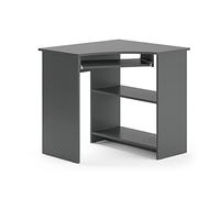 Vicco Escritorio de Esquina Odin, Antracita, 83 x 76 cm | con bandeja de teclado extraíble y superficies de almacenamiento