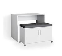 Vicco Escritorio Flona, Blanco, 93.2 cm | posicionable y extensible gracias a las ruedas