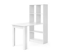 Vicco Escritorio Gael, Blanco, 70 x 122 cm | con estante lateral para almacenamiento de material de oficina