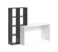 Vicco Escritorio Mara, Blanco/Antracita, 166.8 x 59 cm | con estante lateral para almacenamiento y organización