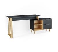 Vicco Escritorio Nautica, Antracita, 138 x 60 cm con cajones, XL, Compatible con Muebles de la colección Neptun