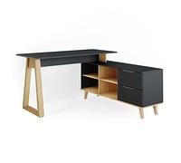 Vicco Escritorio Nautica, Antracita, 138 x 60 cm con cajones, XXL, Compatible con Muebles de la colección Neptun