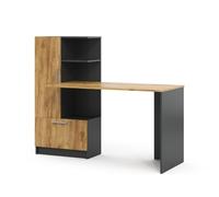 Vicco Escritorio Tomy, Antracita/Roble Dorado, 150 x 59 cm | con estantes abiertos para un almacenamiento organizado