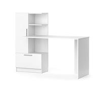 Vicco Escritorio Tomy, Blanco, 150 x 59 cm | con estantes abiertos para un almacenamiento organizado