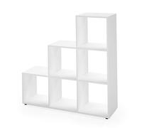 Vicco Estantería escalonada, Blanco, 107.2 x 107.8 cm | utilizable como separador de ambientes con 6 estantes abiertos