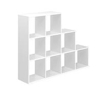 Vicco Estantería escalonada, Blanco, 142.4 x 107.8 cm | utilizable como separador de ambientes con 9 compartimentos abiertos