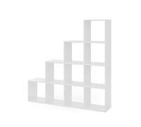 Vicco Estantería escalonada, Blanco, 142.5 x 140 cm | utilizable como separador de ambientes con diseño en forma de escalera