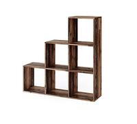 Vicco Estantería escalonada, Madera Antigua, 107.2 x 107.8 cm | utilizable como separador de ambientes con 6 estantes abiertos