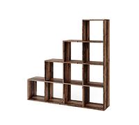 Vicco Estantería escalonada, Madera Antigua, 142.5 x 140 cm | utilizable como separador de ambientes con diseño en forma de escalera