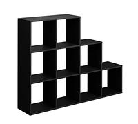 Vicco Estantería escalonada, Negro, 142.4 x 107.8 cm | utilizable como separador de ambientes con 9 compartimentos abiertos
